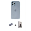 MARSİLYAN™- iPhone 12 Pro Max Kılıf Atlas Minimal Prime - Siyah Bilvis Hayalet Cam Ekran Koruyucu + Renkli Kamera Lens Koruma Cam - PE