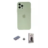 MARSİLYAN™- iPhone 12 Pro Max Kılıf Atlas Minimal Prime - Siyah Bilvis Hayalet Cam Ekran Koruyucu + Renkli Kamera Lens Koruma Cam - PE