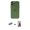 MARSİLYAN™- iPhone 12 Pro Max Kılıf Atlas Minimal Prime - Siyah Bilvis Hayalet Cam Ekran Koruyucu + Renkli Kamera Lens Koruma Cam - YL