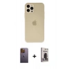 MARSİLYAN™- iPhone 12 Pro Max Kılıf Atlas Minimal Prime - Siyah Bilvis Hayalet Cam Ekran Koruyucu + Neon Fosforlu Kamera Lens - SI