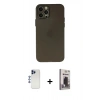 MARSİLYAN™- iPhone 12 Pro Max Kılıf Atlas Minimal Prime - Siyah Bilvis Hayalet Cam Ekran Koruyucu + Shine Kamera Lens - LT