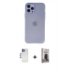 MARSİLYAN™- iPhone 12 Pro Max Kılıf Atlas Minimal Prime - Siyah Bilvis Hayalet Cam Ekran Koruyucu + Shine Kamera Lens - LT
