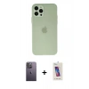MARSİLYAN™- iPhone 12 Pro Max Kılıf Atlas Minimal Prime - Siyah Joko 5D Cam + Neon Fosforlu Kamera Lens - BZ