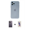 MARSİLYAN™- iPhone 12 Pro Max Kılıf Atlas Minimal Prime - Siyah Joko 5D Cam + Neon Fosforlu Kamera Lens - BZ
