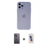 MARSİLYAN™- iPhone 12 Pro Max Kılıf Atlas Minimal Prime - Siyah Joko 5D Cam + Neon Fosforlu Kamera Lens - BZ