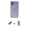 MARSİLYAN™- iPhone 12 Pro Max Kılıf Atlas Minimal Prime - Siyah Joko 5D Cam + Metal Kamera Lens Koruma Cam - GD