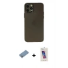 MARSİLYAN™- iPhone 12 Pro Max Kılıf Atlas Minimal Prime - Siyah Joko 5D Cam + Shine Kamera Lens Koruma Cam - GS