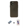 MARSİLYAN™- iPhone 12 Pro Max Kılıf Atlas Minimal Prime - Siyah Joko 5D Cam + Metal Kamera Lens Koruma Cam - KI