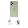 MARSİLYAN™- iPhone 12 Pro Max Kılıf Atlas Minimal Prime - Siyah Joko 5D Cam + Lacivert Shine Kamera Lens