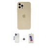 MARSİLYAN™- iPhone 12 Pro Max Kılıf Atlas Minimal Prime - Siyah Joko 5D Cam + Lacivert Shine Kamera Lens