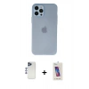 MARSİLYAN™- iPhone 12 Pro Max Kılıf Atlas Minimal Prime - Siyah Joko 5D Cam + Lacivert Shine Kamera Lens