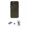 MARSİLYAN™- iPhone 12 Pro Max Kılıf Atlas Minimal Prime - Siyah Joko 5D Cam + Renkli Kamera Lens Koruma Cam - SI