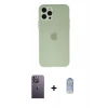 MARSİLYAN™- iPhone 12 Pro Max Kılıf Atlas Minimal Prime - Siyah Joko Magic 5D Cam + Neon Fosforlu Kamera Lens - BZ