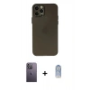 MARSİLYAN™- iPhone 12 Pro Max Kılıf Atlas Minimal Prime - Siyah Joko Magic 5D Cam + Neon Fosforlu Kamera Lens - BZ