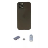 MARSİLYAN™- iPhone 12 Pro Max Kılıf Atlas Minimal Prime - Siyah Joko Magic 5D Cam + Mavi Renkli Kamera Lens Koruma Cam