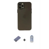 MARSİLYAN™- iPhone 12 Pro Max Kılıf Atlas Minimal Prime - Siyah Joko Magic 5D Cam + Metal Kamera Lens Koruma Cam - GD
