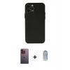 MARSİLYAN™- iPhone 12 Pro Max Kılıf Atlas Minimal Prime - Siyah Joko Magic 5D Cam + Neon Fosforlu Kamera Lens - TU