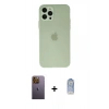 MARSİLYAN™- iPhone 12 Pro Max Kılıf Atlas Minimal Prime - Siyah Joko Magic 5D Cam + Neon Fosforlu Kamera Lens - SI
