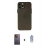 MARSİLYAN™- iPhone 12 Pro Max Kılıf Atlas Minimal Prime - Siyah Joko Magic 5D Cam + Neon Fosforlu Kamera Lens - SI