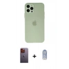 MARSİLYAN™- iPhone 12 Pro Max Kılıf Atlas Minimal Prime - Siyah Joko Magic 5D Cam + Neon Fosforlu Kamera Lens - TU