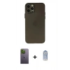 MARSİLYAN™- iPhone 12 Pro Max Kılıf Atlas Minimal Prime - Siyah Joko Magic 5D Cam + Neon Fosforlu Kamera Lens - YL