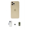 MARSİLYAN™- iPhone 12 Pro Max Kılıf Atlas Minimal Prime - Siyah Joko Magic 5D Hayalet Cam + Lacivert Shine Kamera Lens