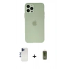 MARSİLYAN™- iPhone 12 Pro Max Kılıf Atlas Minimal Prime - Siyah Joko Magic 5D Hayalet Cam + Lacivert Shine Kamera Lens