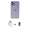 MARSİLYAN™- iPhone 12 Pro Max Kılıf Atlas Minimal Prime - Siyah Joko Magic 5D Hayalet Cam + Lacivert Shine Kamera Lens