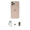 MARSİLYAN™- iPhone 12 Pro Max Kılıf Atlas Minimal Prime - Siyah Joko Magic 5D Hayalet Cam + Lacivert Shine Kamera Lens
