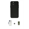 MARSİLYAN™- iPhone 12 Pro Max Kılıf Atlas Minimal Prime - Siyah Joko Magic 5D Hayalet Cam + Lacivert Shine Kamera Lens