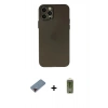 MARSİLYAN™- iPhone 12 Pro Max Kılıf Atlas Minimal Prime - Siyah Joko Magic 5D Hayalet Cam + Metal Kamera Lens Koruma Cam - KI