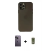 MARSİLYAN™- iPhone 12 Pro Max Kılıf Atlas Minimal Prime - Siyah Joko Magic 5D Hayalet Cam + Neon Fosforlu Kamera Lens - BZ