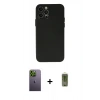 MARSİLYAN™- iPhone 12 Pro Max Kılıf Atlas Minimal Prime - Siyah Joko Magic 5D Hayalet Cam + Neon Fosforlu Kamera Lens - YL