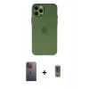 MARSİLYAN™- iPhone 12 Pro Max Kılıf Atlas Minimal Prime - Siyah Joko Magic 5D Hayalet Cam + Sarı Neon Fosforlu Kamera Lens