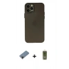 MARSİLYAN™- iPhone 12 Pro Max Kılıf Atlas Minimal Prime - Siyah Joko Magic 5D Hayalet Cam + Shine Kamera Lens Koruma Cam - SH