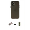 MARSİLYAN™- iPhone 12 Pro Max Kılıf Atlas Minimal Prime - Siyah Joko Magic 5D Hayalet Cam + Shine Kamera Lens Koruma Cam - SABE