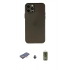 MARSİLYAN™- iPhone 12 Pro Max Kılıf Atlas Minimal Prime - Siyah Joko Magic 5D Hayalet Cam + Renkli Kamera Lens Koruma Cam - TU