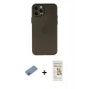 MARSİLYAN™- iPhone 12 Pro Max Kılıf Atlas Minimal Prime - Siyah Mat Seramik Nano Ekran Koruyucu + Shine Kamera Lens Koruma Cam - PE