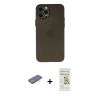MARSİLYAN™- iPhone 12 Pro Max Kılıf Atlas Minimal Prime - Siyah Mat Seramik Nano Ekran Koruyucu + Renkli Kamera Lens Koruma Cam - MI