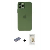 MARSİLYAN™- iPhone 12 Pro Max Kılıf Atlas Minimal Prime - Siyah Mat Seramik Nano Ekran Koruyucu + Renkli Kamera Lens Koruma Cam - MI