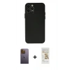MARSİLYAN™- iPhone 12 Pro Max Kılıf Atlas Minimal Prime - Siyah Mat Seramik Nano Ekran Koruyucu + Neon Fosforlu Kamera Lens - SI