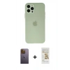 MARSİLYAN™- iPhone 12 Pro Max Kılıf Atlas Minimal Prime - Siyah Mat Seramik Nano Ekran Koruyucu + Neon Fosforlu Kamera Lens - SI