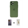 MARSİLYAN™- iPhone 12 Pro Max Kılıf Atlas Minimal Prime - Siyah Mat Seramik Nano Ekran Koruyucu + Neon Fosforlu Kamera Lens - SI