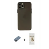 MARSİLYAN™- iPhone 12 Pro Max Kılıf Atlas Minimal Prime - Siyah Mat Seramik Nano Ekran Koruyucu + Shine Kamera Lens Koruma Cam - SH