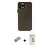MARSİLYAN™- iPhone 12 Pro Max Kılıf Atlas Minimal Prime - Siyah Mat Seramik Nano Ekran Koruyucu + Sierra Blue Shine Kamera Lens Koruma Cam