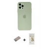 MARSİLYAN™- iPhone 12 Pro Max Kılıf Atlas Minimal Prime - Siyah Mat Seramik Nano Ekran Koruyucu + Sierra Blue Shine Kamera Lens Koruma Cam