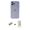 MARSİLYAN™- iPhone 12 Pro Max Kılıf Atlas Minimal Prime - Siyah Mat Seramik Nano Ekran Koruyucu + Sierra Blue Shine Kamera Lens Koruma Cam