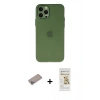 MARSİLYAN™- iPhone 12 Pro Max Kılıf Atlas Minimal Prime - Siyah Mat Seramik Nano Ekran Koruyucu + Sierra Blue Shine Kamera Lens Koruma Cam