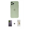MARSİLYAN™- iPhone 12 Pro Max Kılıf Atlas Minimal Prime - Siyah Mat Seramik Nano Ekran Koruyucu + Neon Fosforlu Kamera Lens - YL