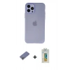 MARSİLYAN™- iPhone 12 Pro Max Kılıf Atlas Minimal Prime - Siyah Polymer Nano Ekran Koruyucu + Metal Kamera Lens Koruma Cam - GD